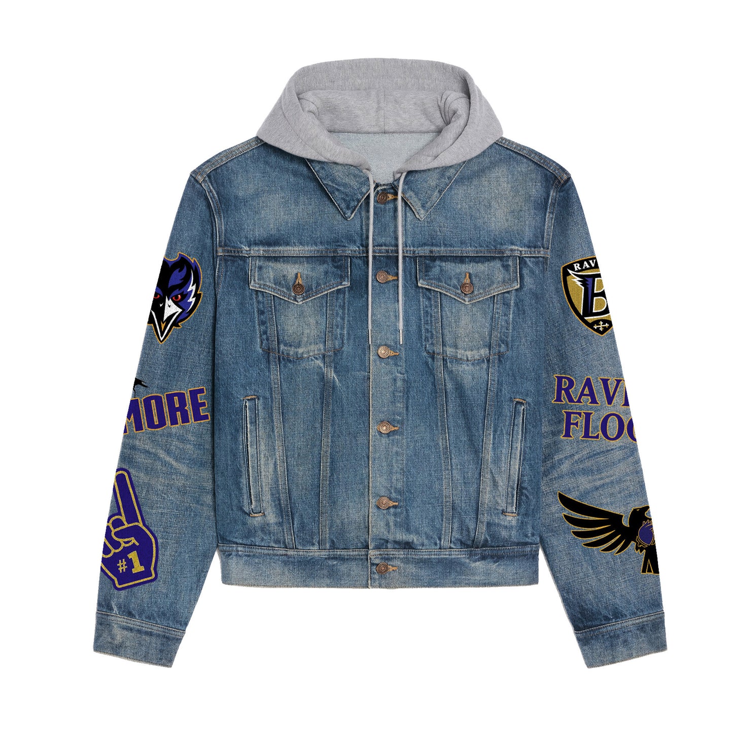 Baltimore Ravens  Premium Hooded Denim Jacket New Collection AZBTHDJ000191