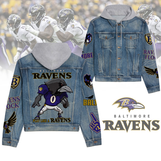 Baltimore Ravens  Premium Hooded Denim Jacket New Collection AZBTHDJ000191