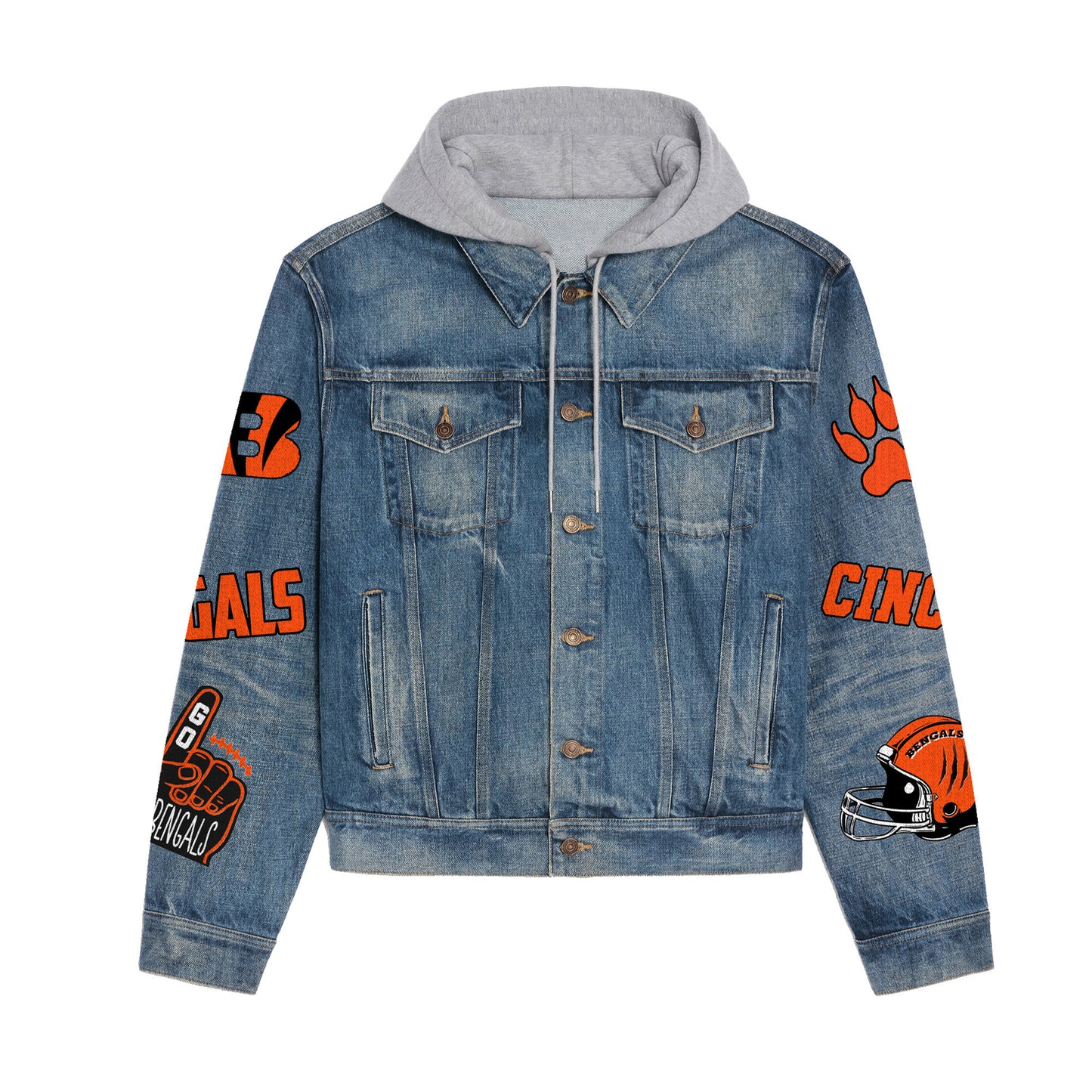 Cincinnati Bengals  Premium Hooded Denim Jacket New Collection AZBTHDJ000193
