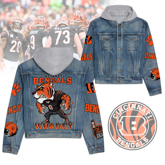 Cincinnati Bengals  Premium Hooded Denim Jacket New Collection AZBTHDJ000193