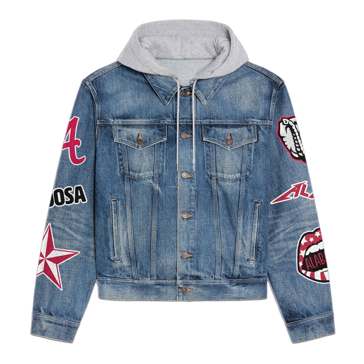 Abama Crimson Tide Premium Hooded Denim Jacket New Collection AZBTHDJ000423