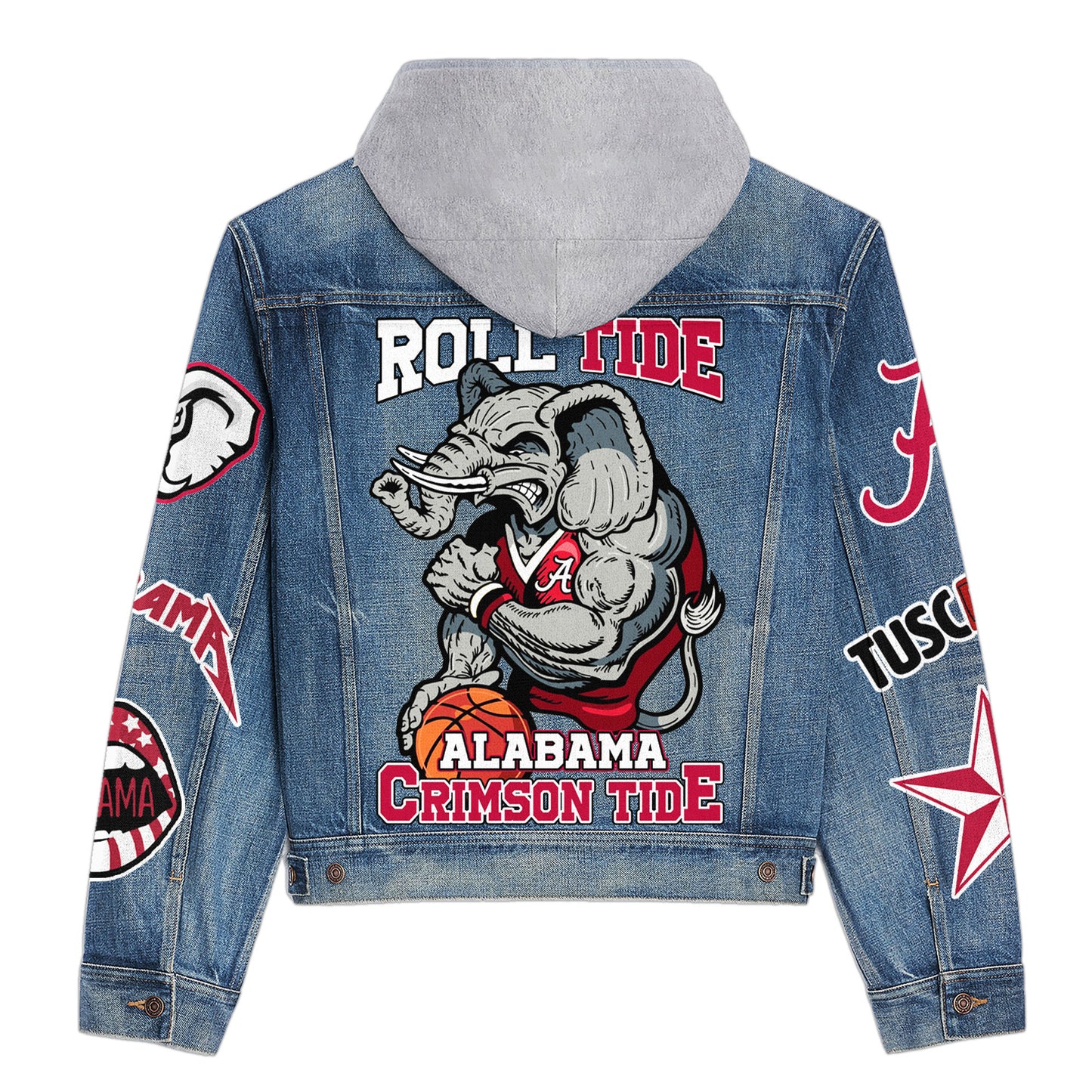 Abama Crimson Tide Premium Hooded Denim Jacket New Collection AZBTHDJ000423