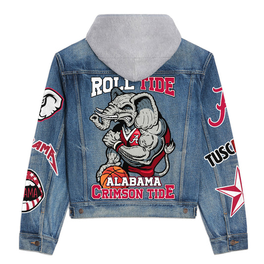 Abama Crimson Tide Premium Hooded Denim Jacket New Collection AZBTHDJ000423