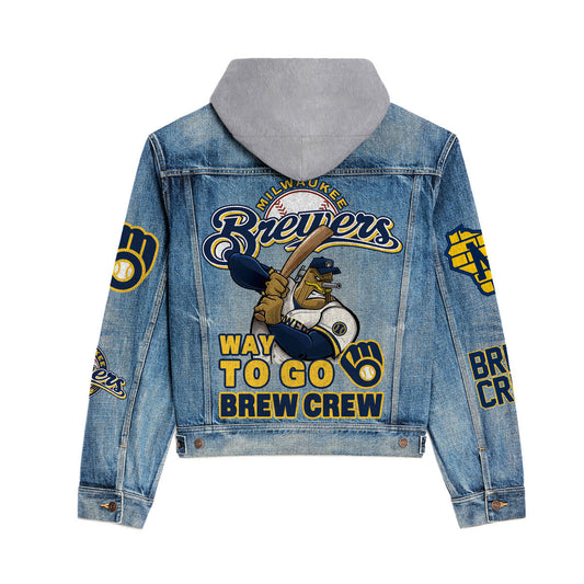 Milwaukee Brewers Premium Hooded Denim Jacket New Collection AZBTHDJ000622