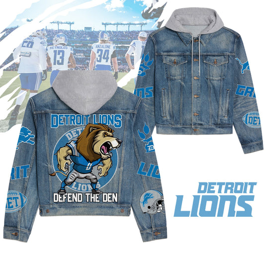 Detroit Lions   Premium Hooded Denim Jacket New Collection AZBTHDJ000196