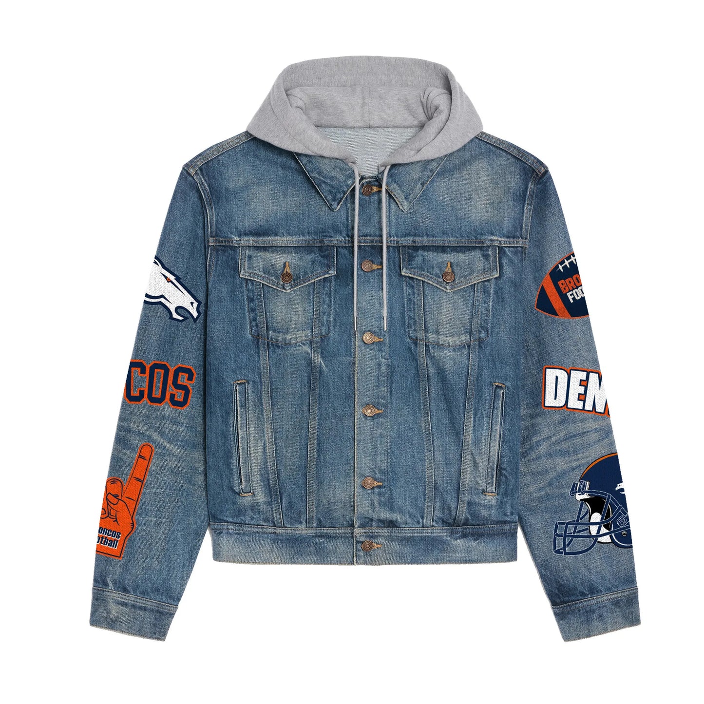 Denver Broncos  Premium Hooded Denim Jacket New Collection AZBTHDJ000198