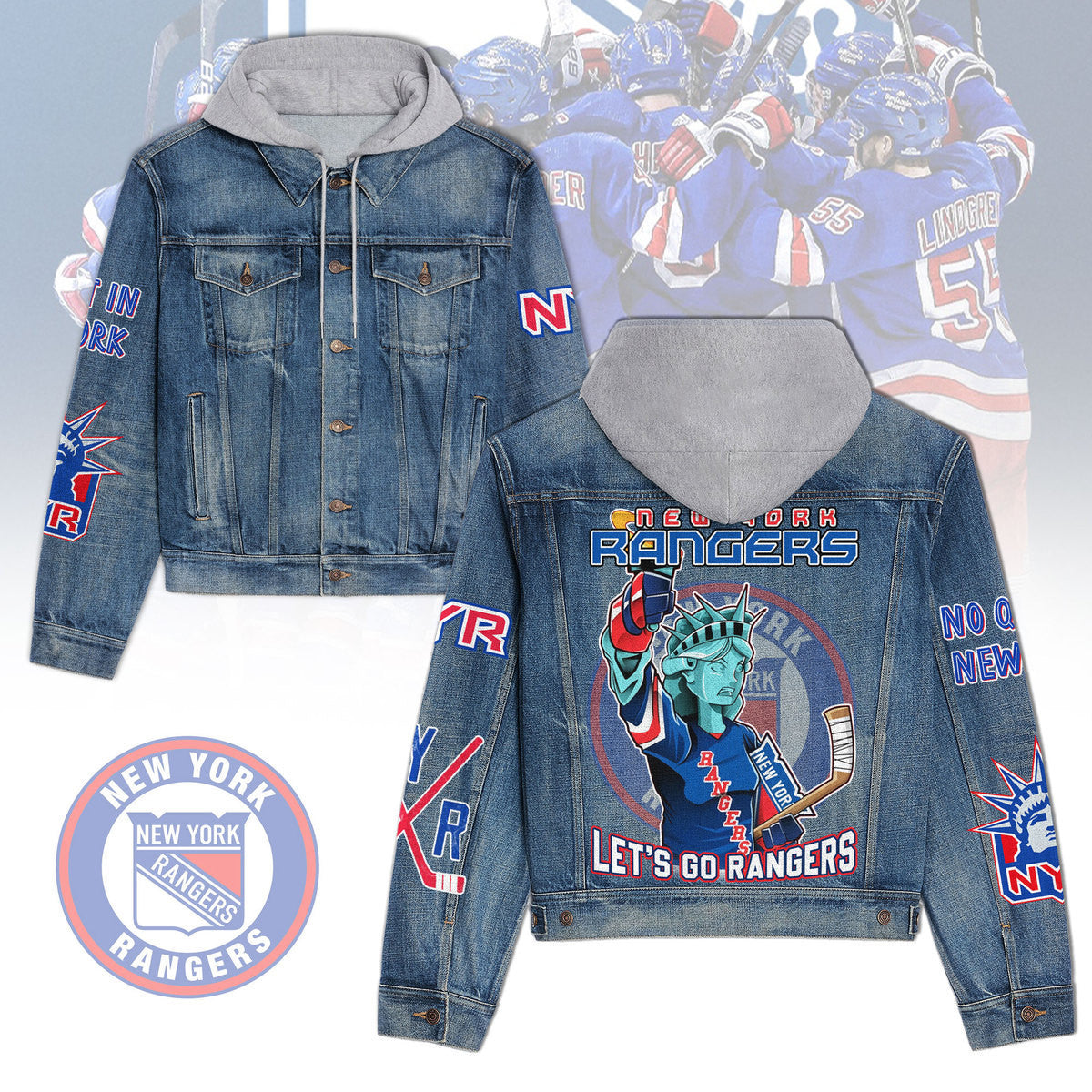 New York Rangers Premium Hooded Denim Jacket New CollectionAZBTHDJ000266