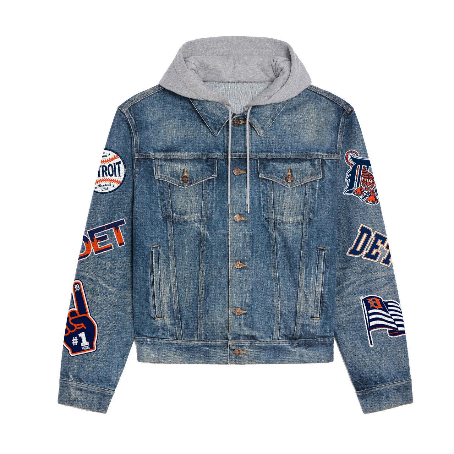 Detroit Tigers Premium Hooded Denim Jacket New Collection AZBTHDJ000585