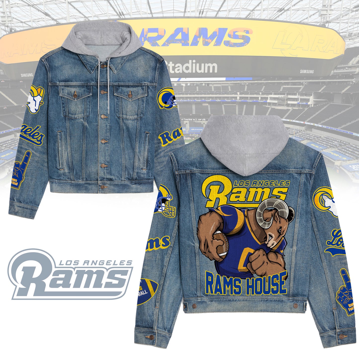 Los Angeles Rams  Premium Hooded Denim Jacket New Collection AZBTHDJ000203