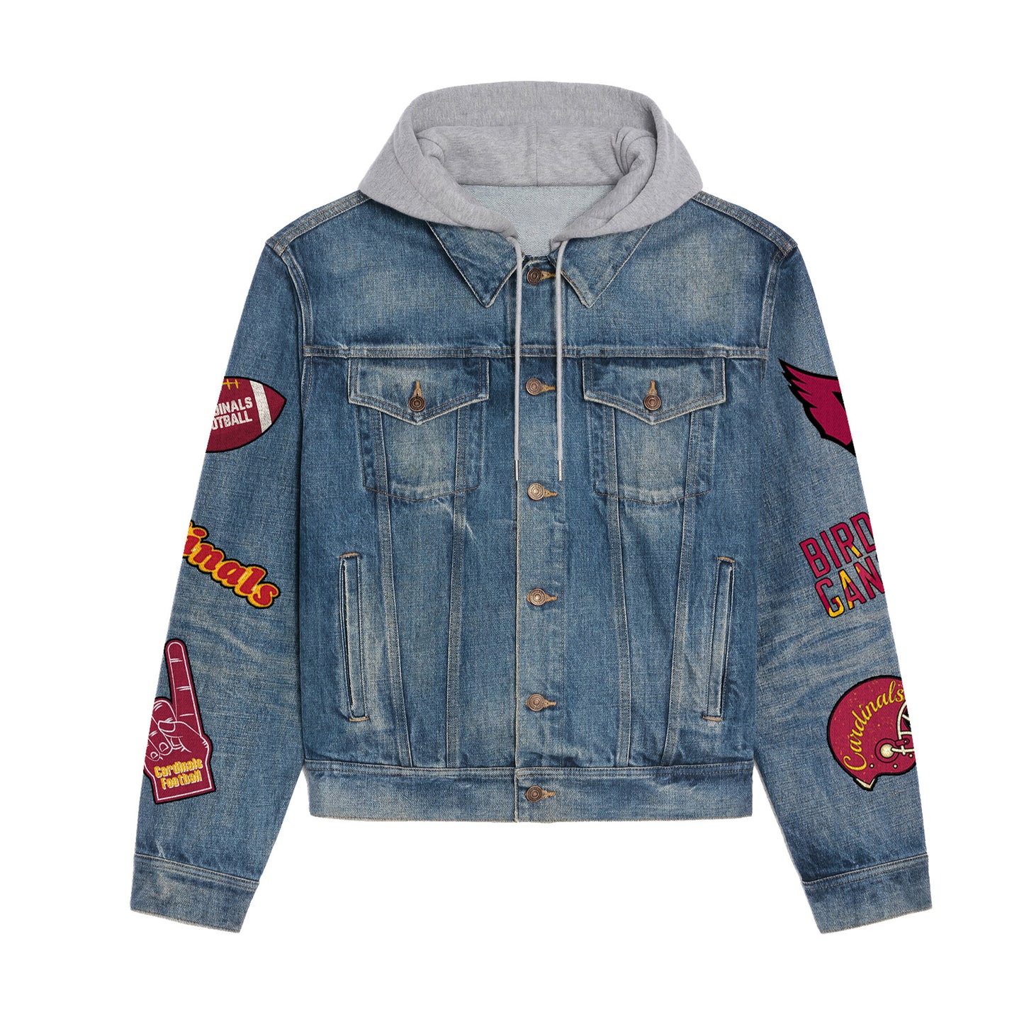 Arizona Cardinals  Premium Hooded Denim Jacket New Collection AZBTHDJ000201