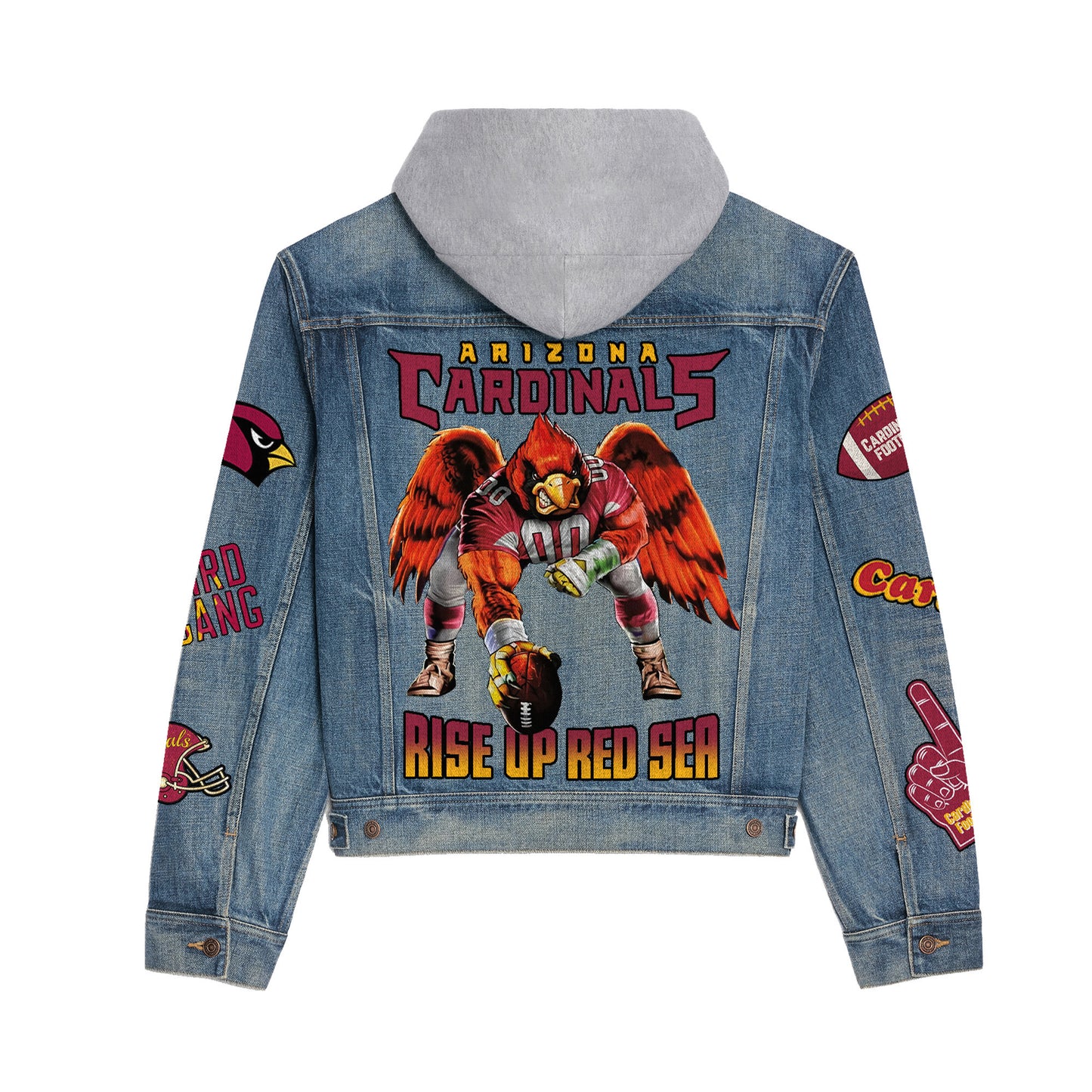 Arizona Cardinals  Premium Hooded Denim Jacket New Collection AZBTHDJ000201
