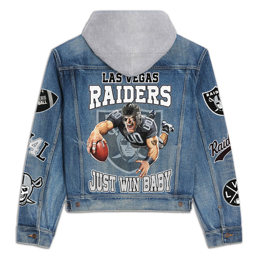 Las Vegas Raiders   Premium Hooded Denim Jacket New Collection AZBTHDJ000204