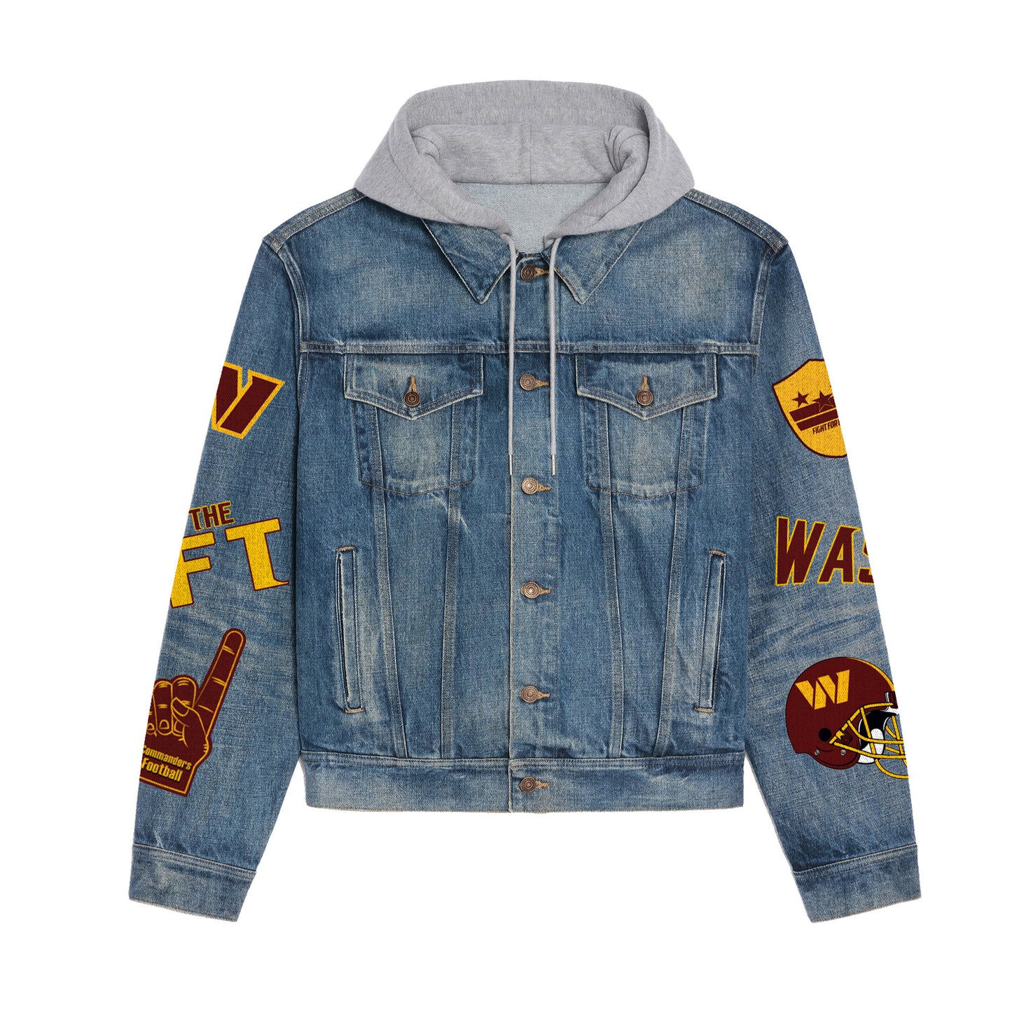Washington Commanders   Premium Hooded Denim Jacket New Collection AZBTHDJ000205
