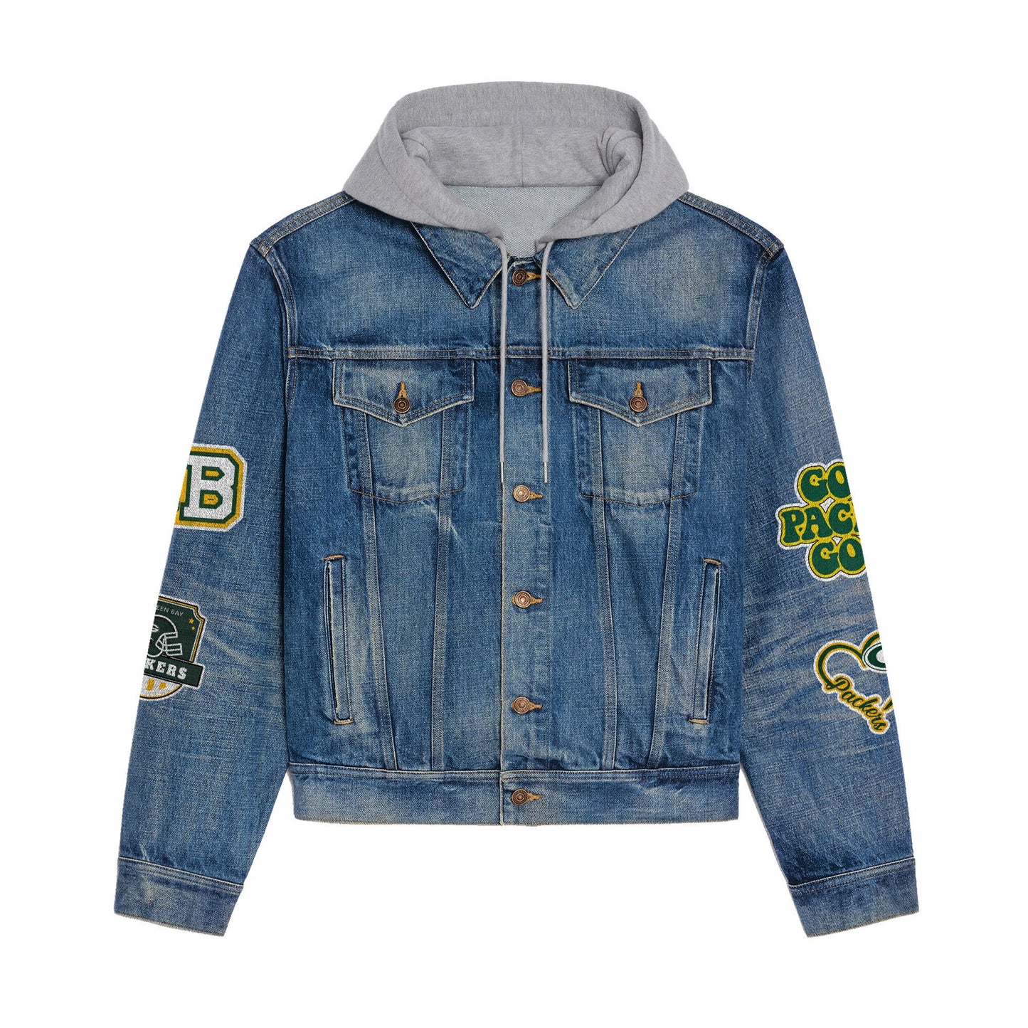 Green Bay Packers Premium Hooded Denim Jacket New Collection AZBTHDJ000206
