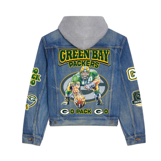 Green Bay Packers Premium Hooded Denim Jacket New Collection AZBTHDJ000206