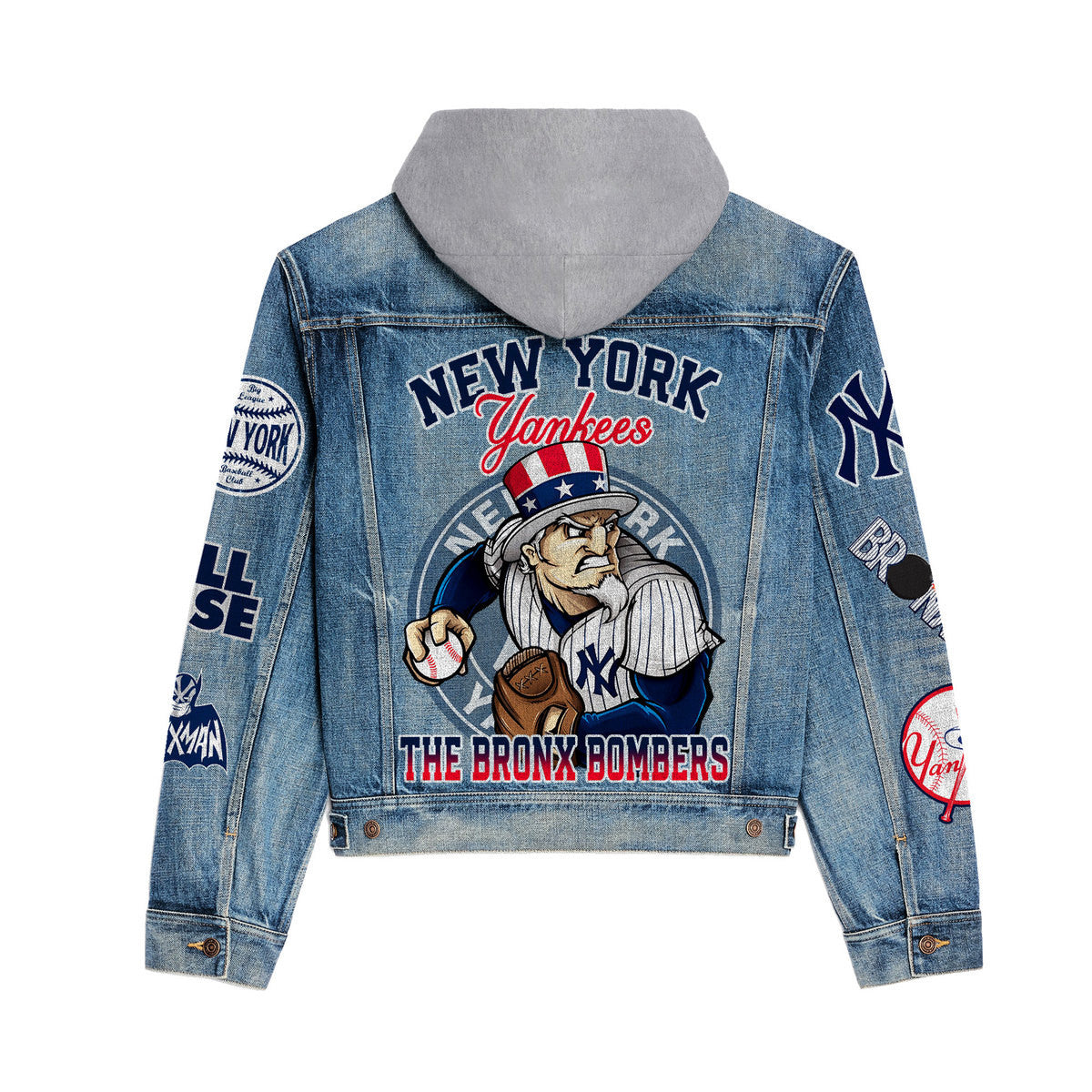 New York Yankees Premium Hooded Denim Jacket New Collection AZBTHDJ000586