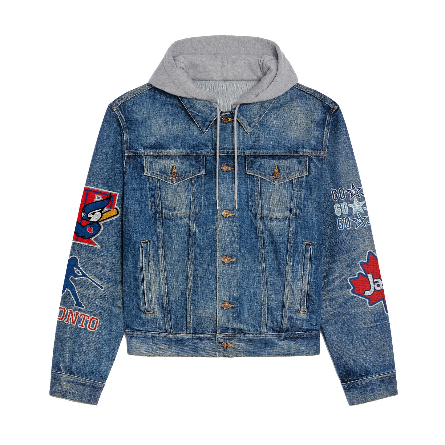 Toronto Blue Jays Premium Hooded Denim Jacket New Collection AZBTHDJ000587