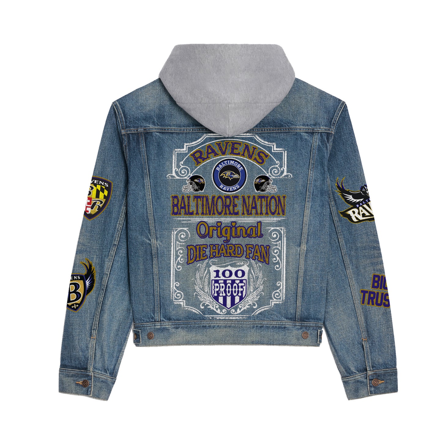 Baltimore Ravens Premium Hooded Denim Jacket New Collection AZBTHDJ000210