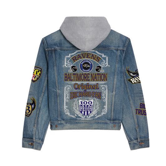 Baltimore Ravens Premium Hooded Denim Jacket New Collection AZBTHDJ000210