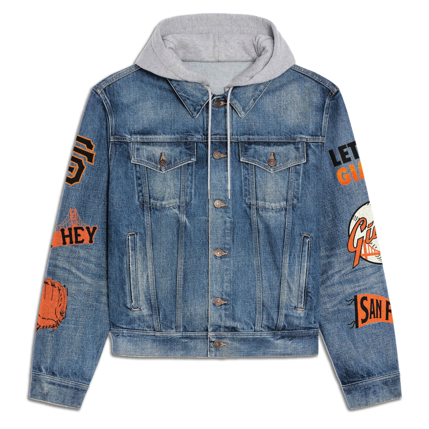 San Francisco Giants Premium Hooded Denim Jacket New Collection AZBTHDJ000589