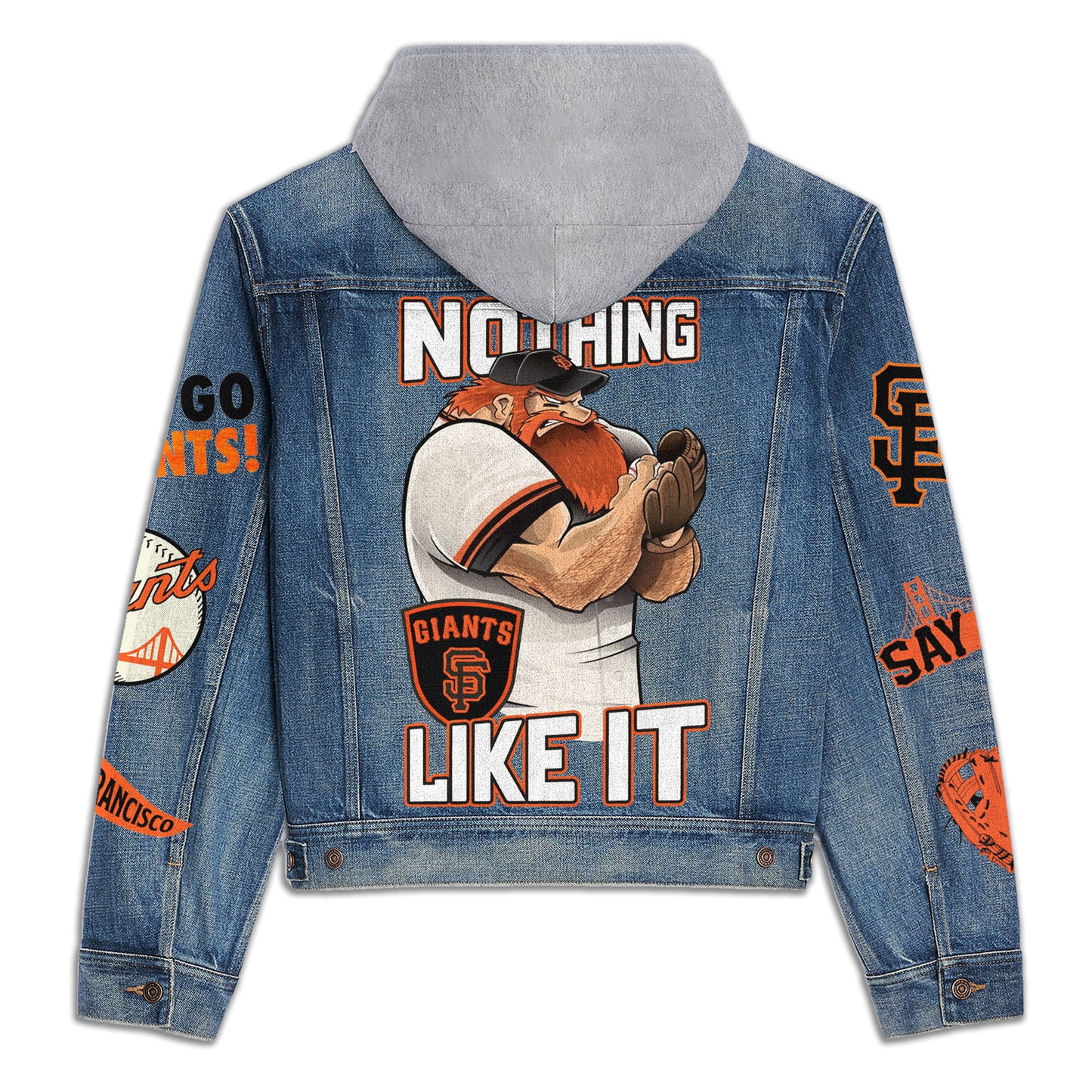 San Francisco Giants Premium Hooded Denim Jacket New Collection AZBTHDJ000589