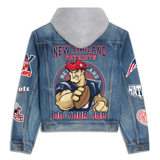 New England Patriots  Premium Hooded Denim Jacket New Collection AZBTHDJ000212