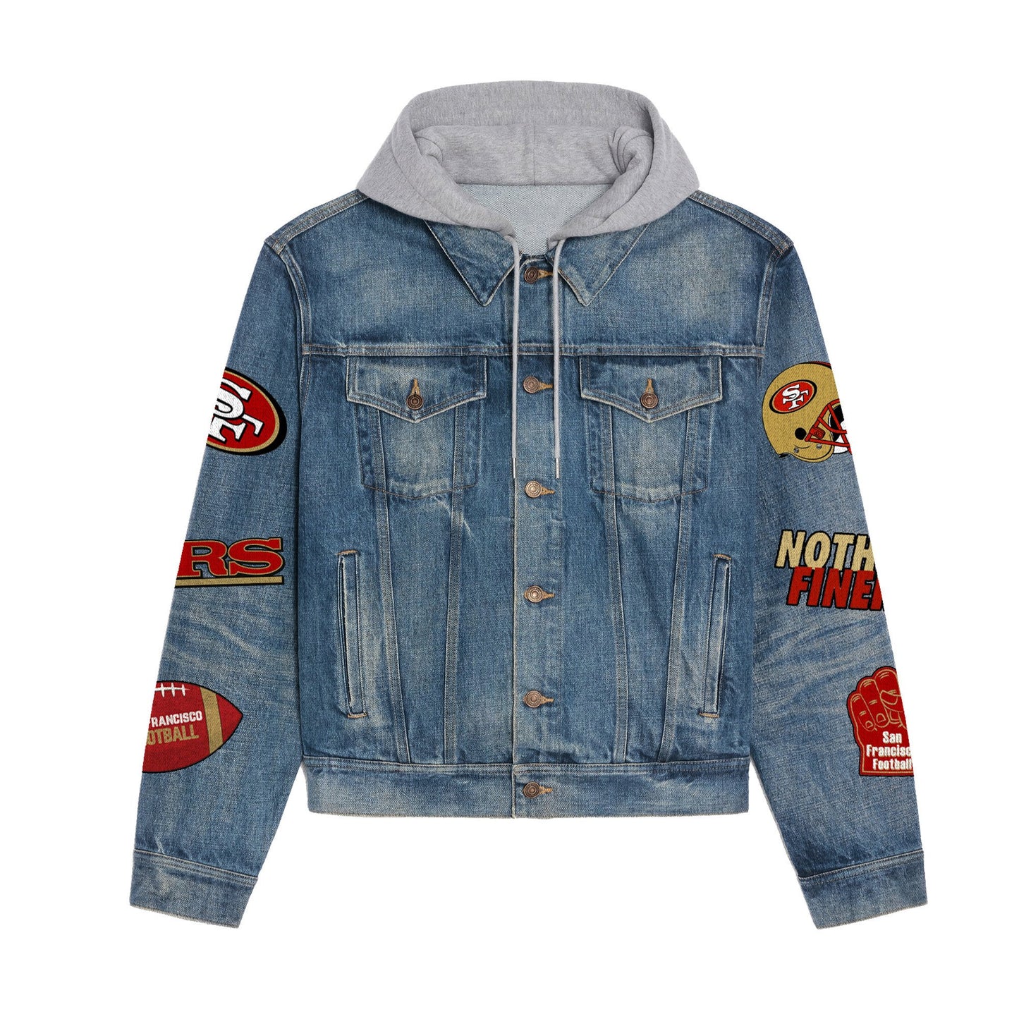 San Francisco 49ers  Premium Hooded Denim Jacket New Collection AZBTHDJ000213