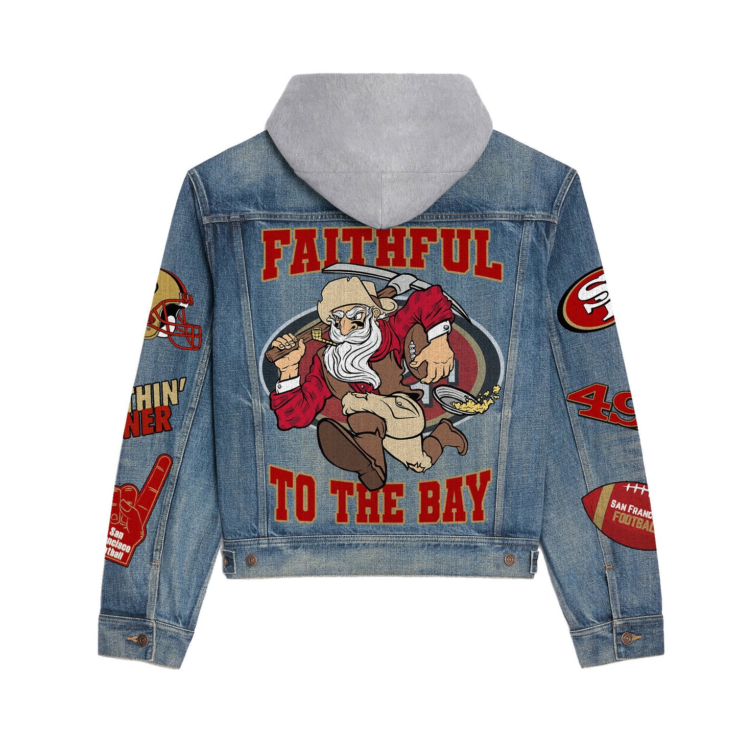 San Francisco 49ers  Premium Hooded Denim Jacket New Collection AZBTHDJ000213