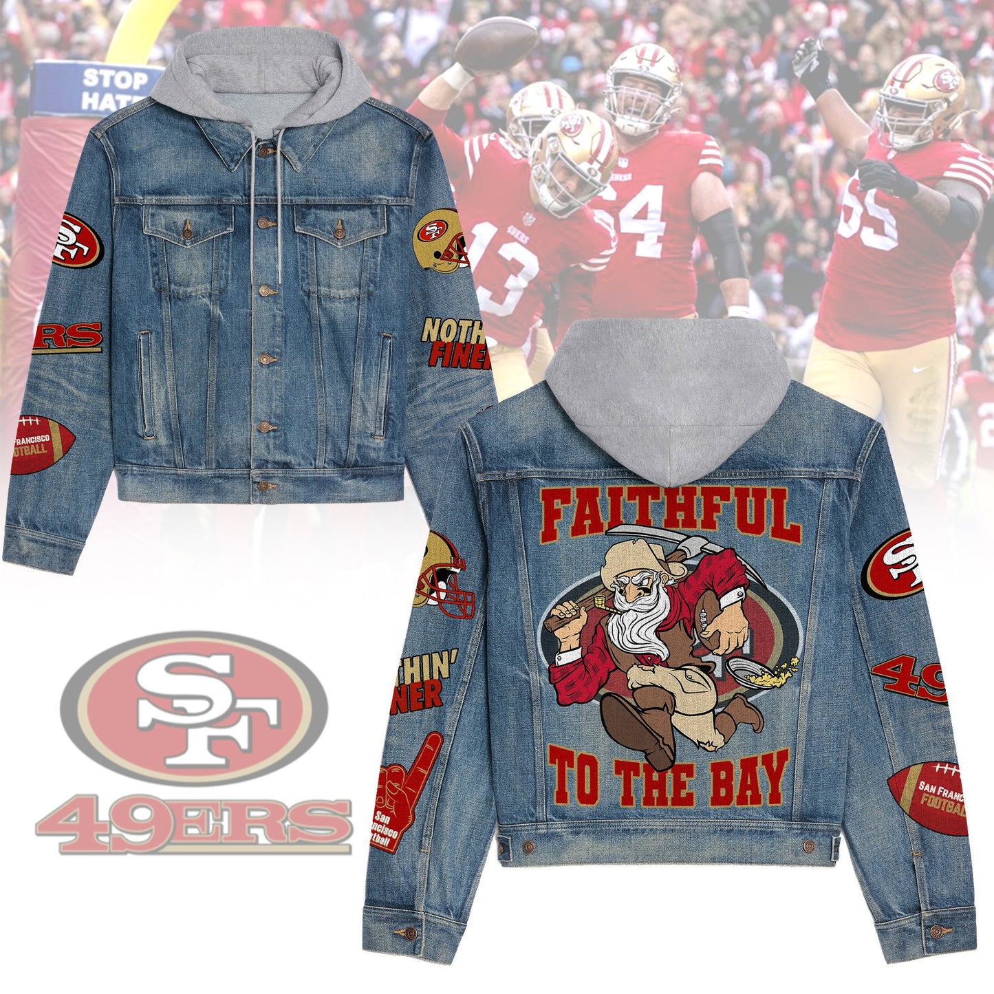 San Francisco 49ers  Premium Hooded Denim Jacket New Collection AZBTHDJ000213