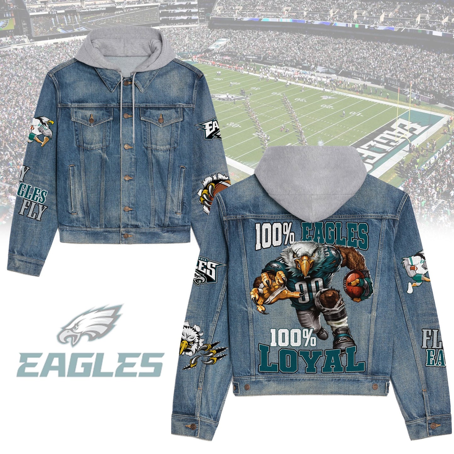 Philadelphia Eagles  Premium Hooded Denim Jacket New Collection AZBTHDJ000207