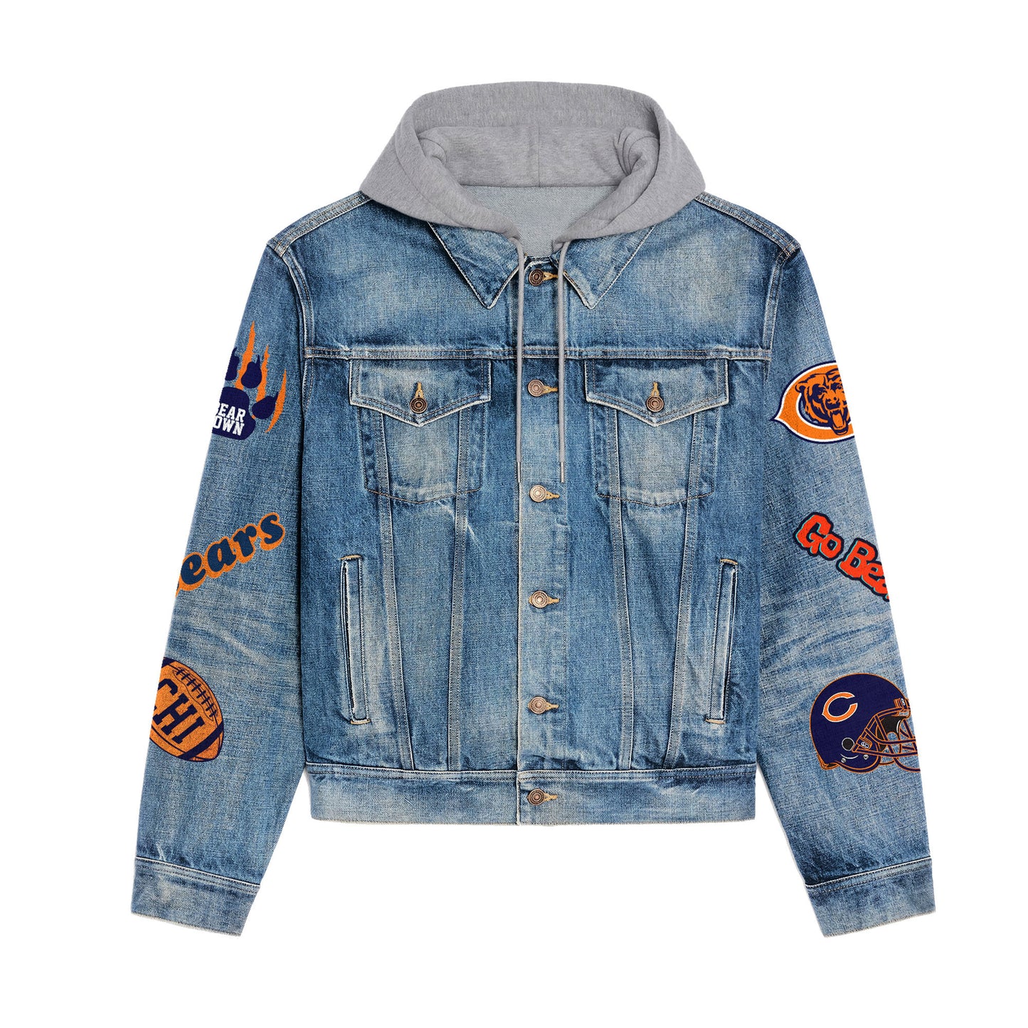 Chicago Bears  Premium Hooded Denim Jacket New Collection AZBTHDJ000208