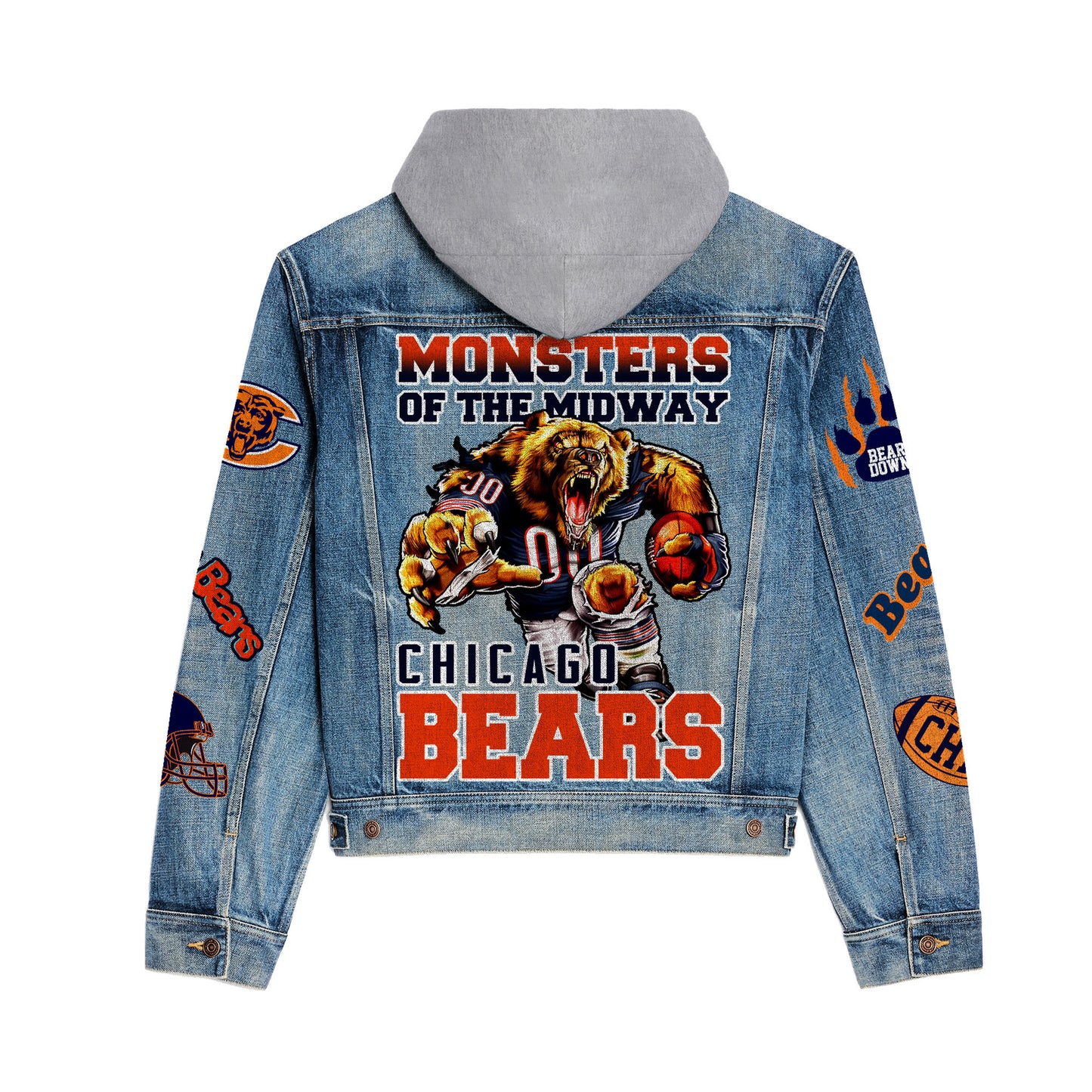 Chicago Bears  Premium Hooded Denim Jacket New Collection AZBTHDJ000208