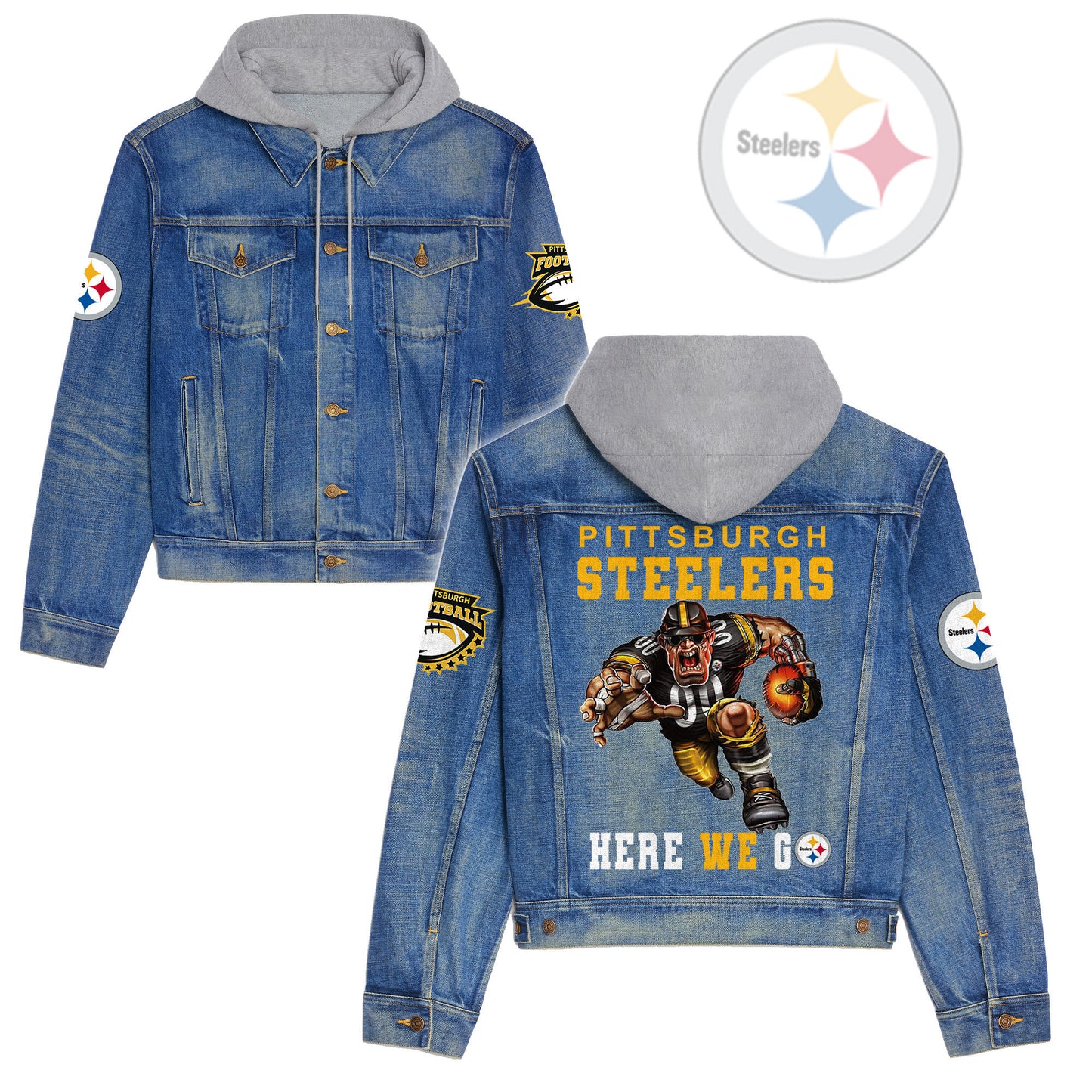 Pittsburgh Steelers  Premium Hooded Denim Jacket New Collection AZBTHDJ000209