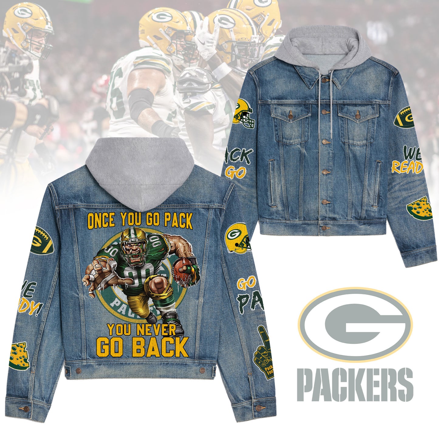 Green Bay Packers  Premium Hooded Denim Jacket New Collection AZBTHDJ000211