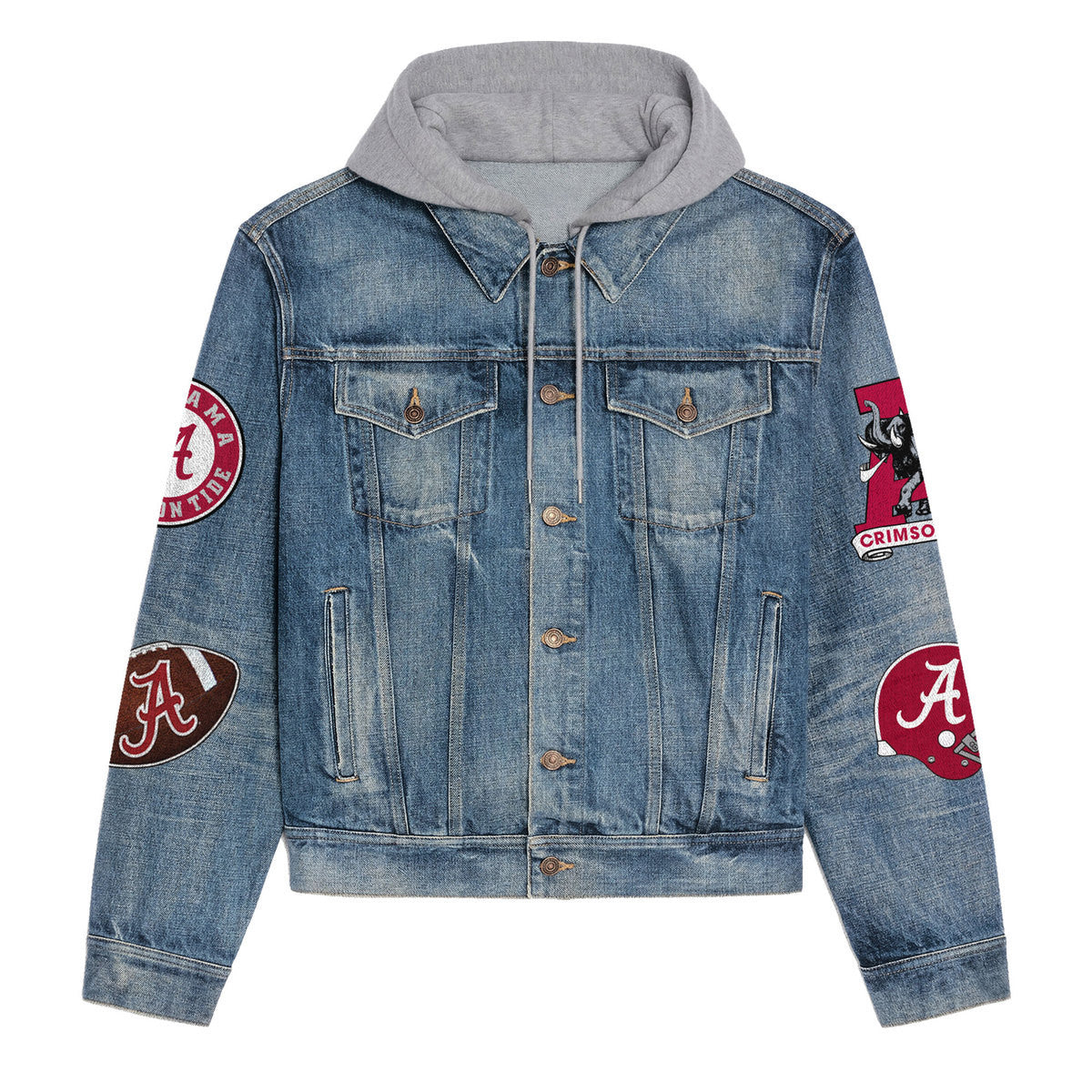 Abama Crimson Tide Premium Hooded Denim Jacket New Collection AZBTHDJ000431