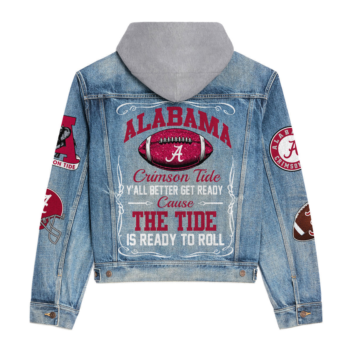 Abama Crimson Tide Premium Hooded Denim Jacket New Collection AZBTHDJ000431