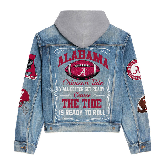 Abama Crimson Tide Premium Hooded Denim Jacket New Collection AZBTHDJ000431