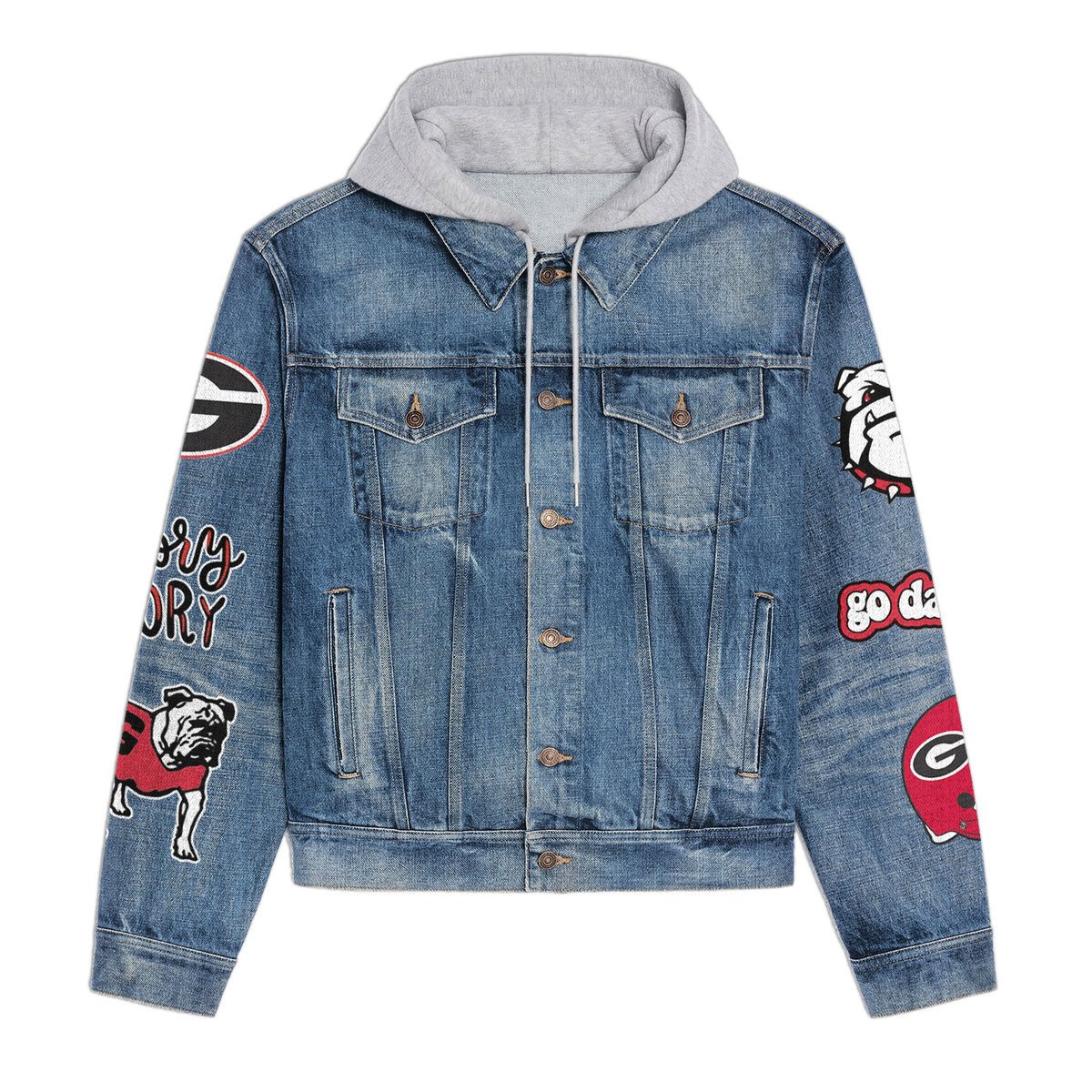 Georgia Bulldogs Premium Hooded Denim Jacket New Collection AZBTHDJ000394