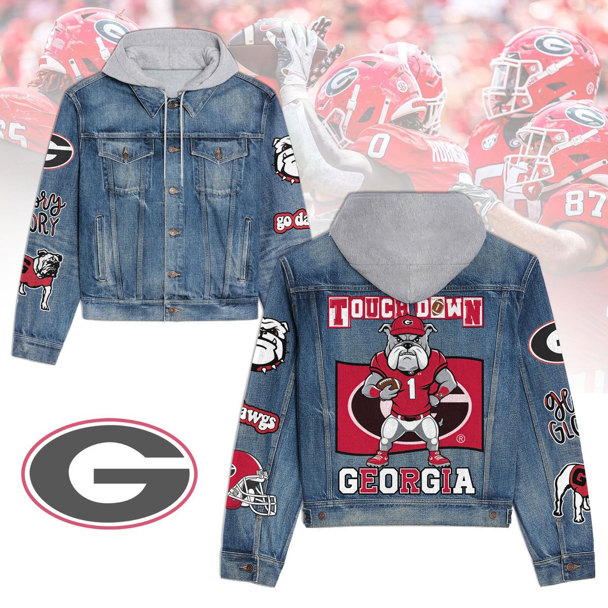 Georgia Bulldogs Premium Hooded Denim Jacket New Collection AZBTHDJ000394