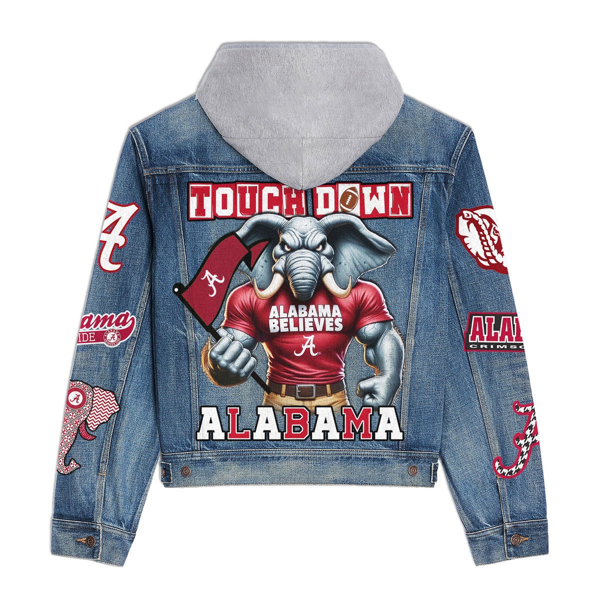 Abama Crimson Tide Premium Hooded Denim Jacket New Collection AZBTHDJ000397