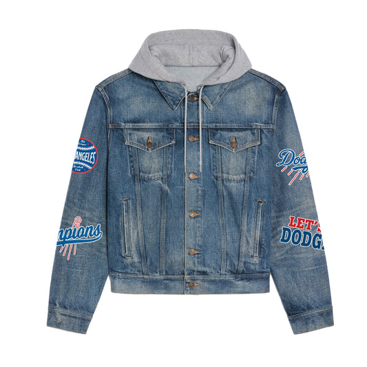 Los Angeles Dodgers Premium Hooded Denim Jacket New Collection AZBTHDJ000549