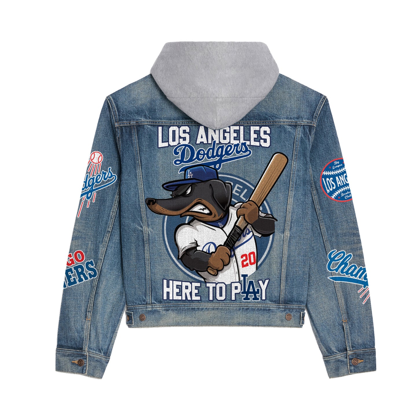 Los Angeles Dodgers Premium Hooded Denim Jacket New Collection AZBTHDJ000549