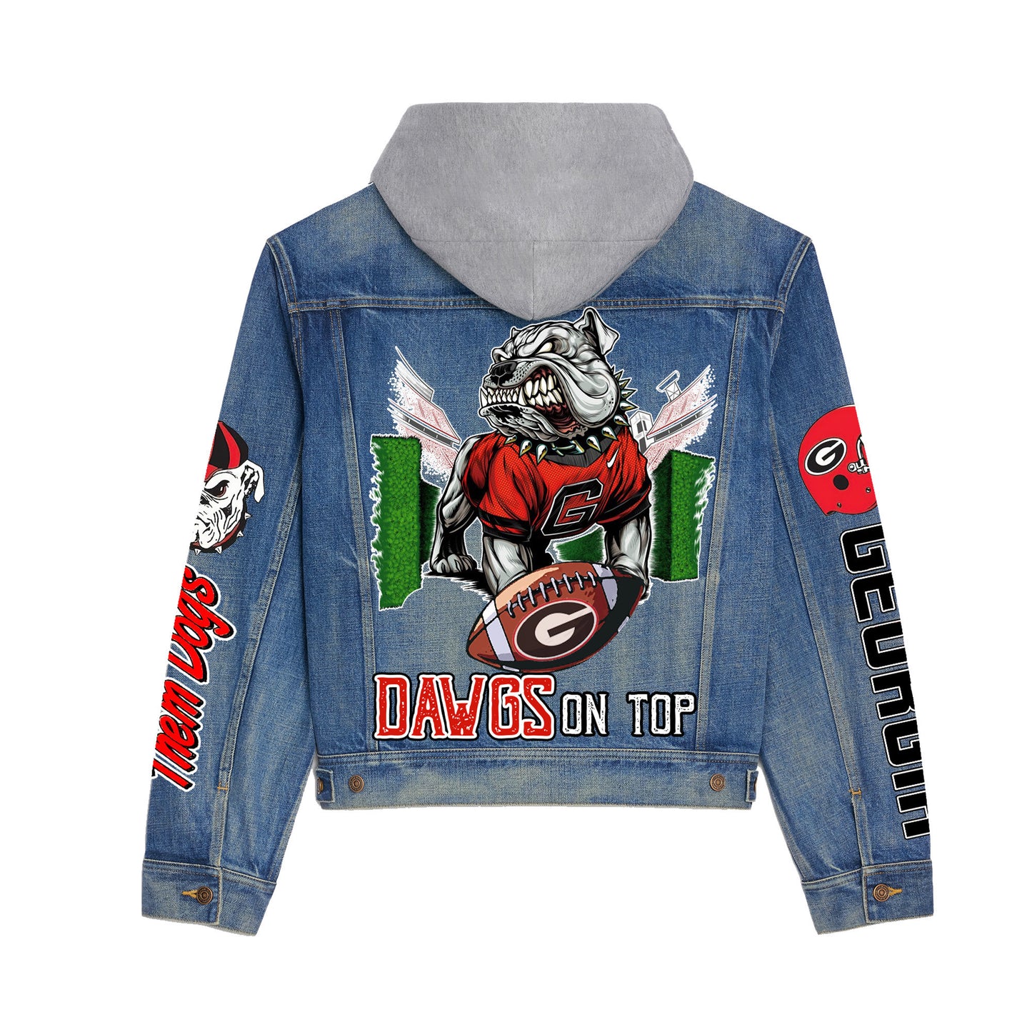 Georgia Bulldogs Premium Hooded Denim Jacket New Collection AZBTHDJ000401