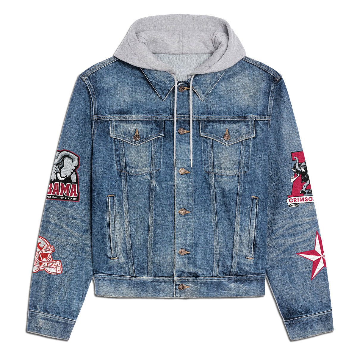 Abama Crimson Tide  Premium Hooded Denim Jacket New Collection AZBTHDJ000402