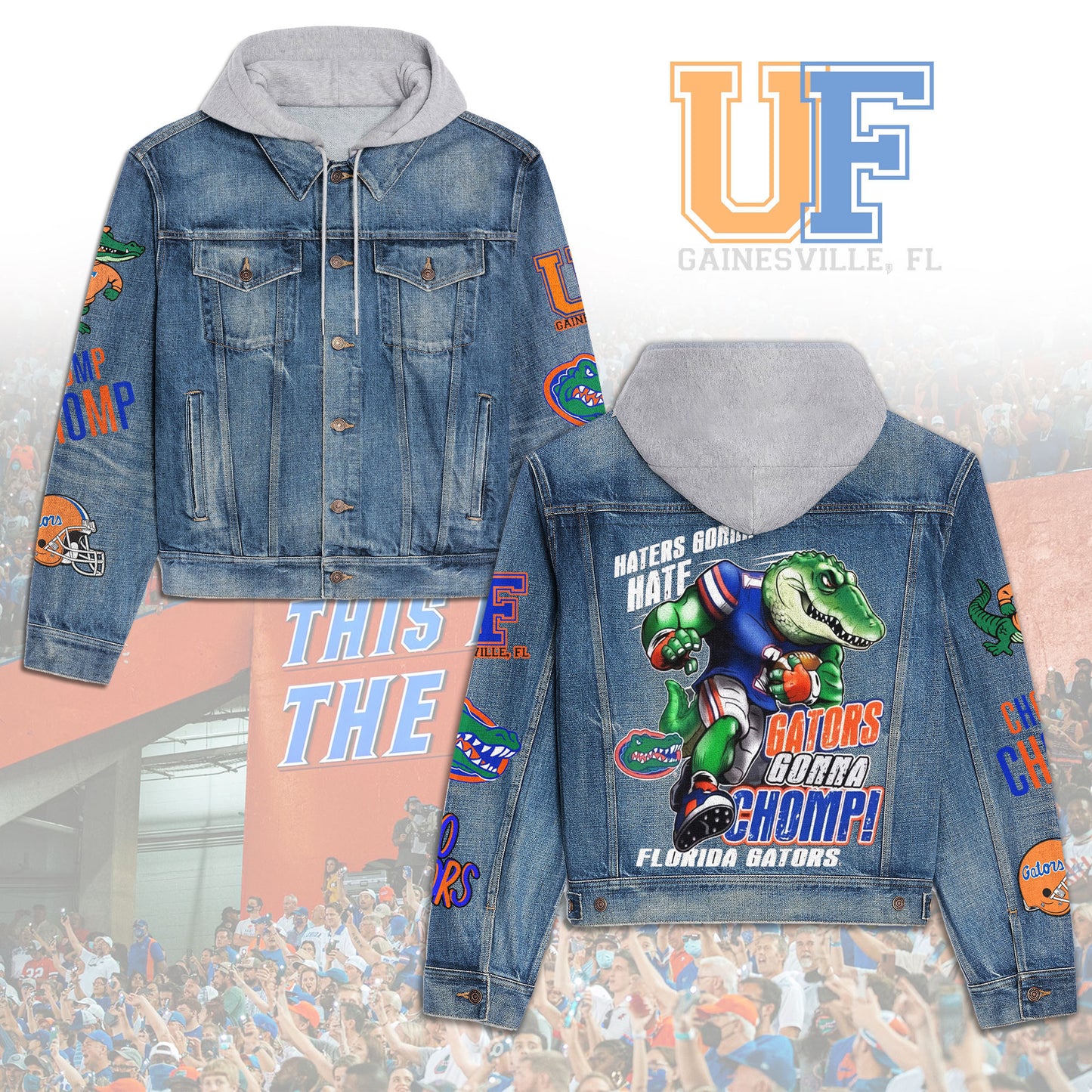 Florida Gators   Premium Hooded Denim Jacket New Collection AZBTHDJ000474