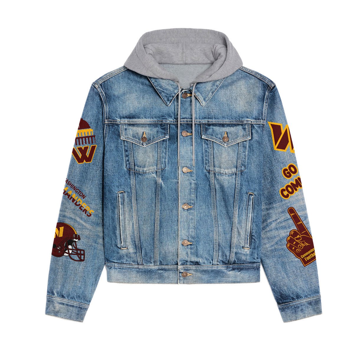 Washington Commanders  Premium Hooded Denim Jacket New Collection AZBTHDJ000174