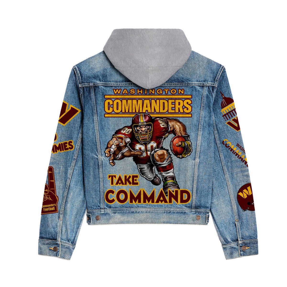 Washington Commanders  Premium Hooded Denim Jacket New Collection AZBTHDJ000174