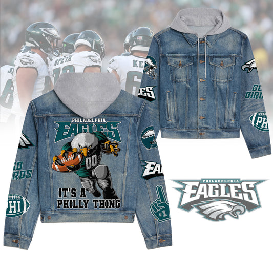 Philadelphia Eagles  Premium Hooded Denim Jacket New Collection AZBTHDJ000175