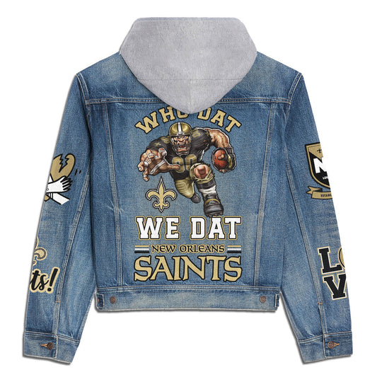 New Orleans Saints Premium Hooded Denim Jacket New Collection AZBTHDJ000177