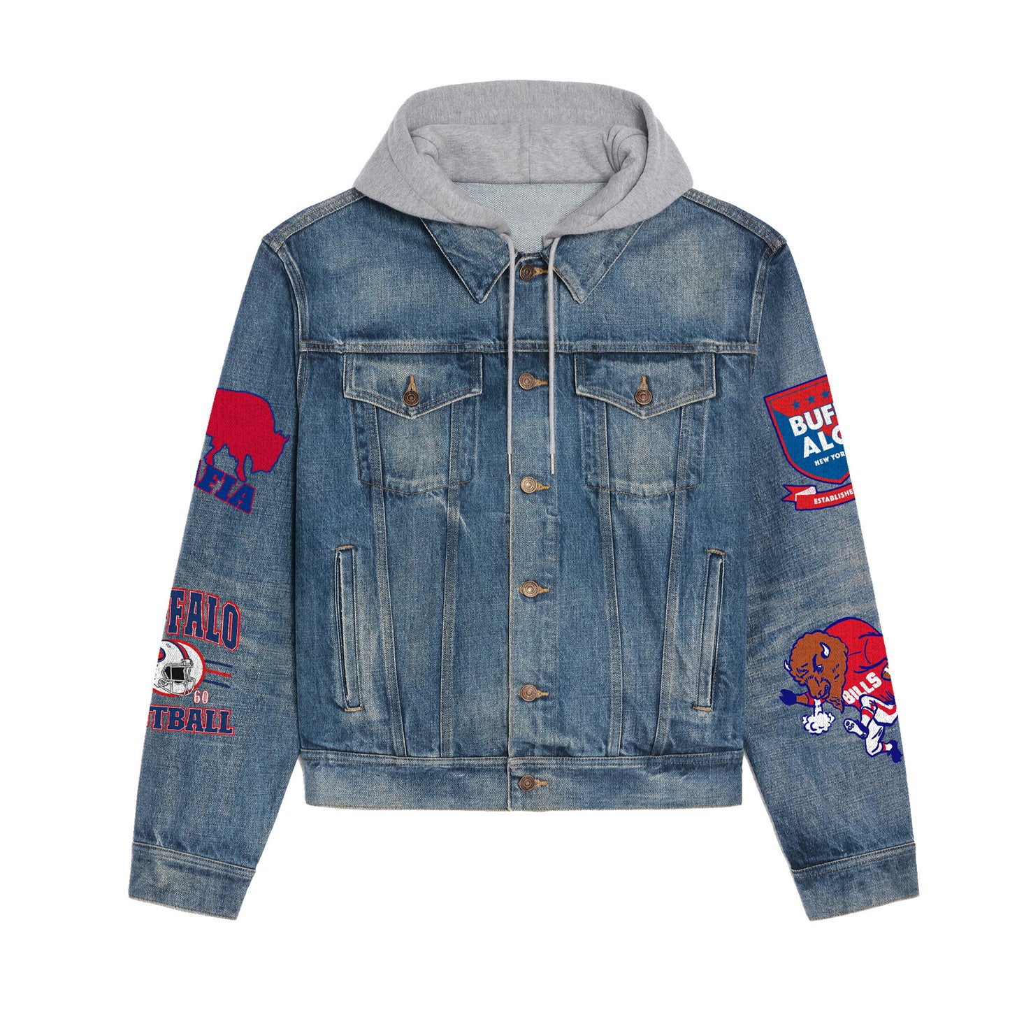 Buffalo Bills Premium Hooded Denim Jacket New Collection AZBTHDJ000176